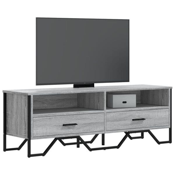 vidaXL Meuble TV sonoma gris 122x34x41 cm bois d'ing&eacute;nierie