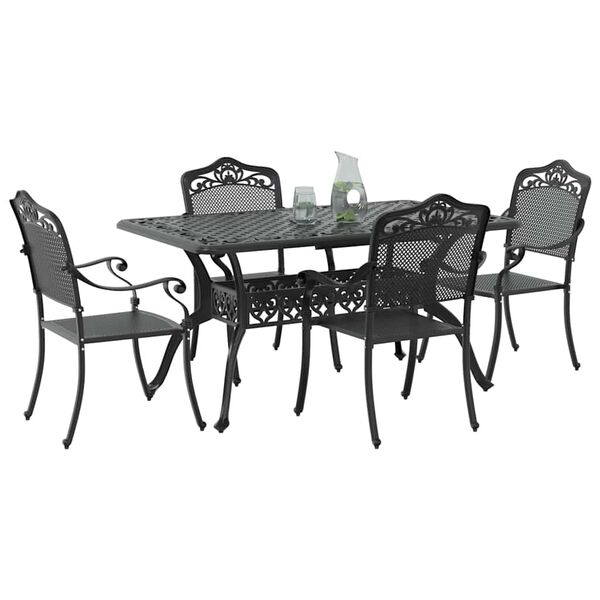 vidaXL Ensemble de salle &agrave; manger pour jardin 5 pcs Noir Aluminium
