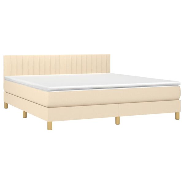 vidaXL Sommier &agrave; lattes de lit avec matelas LED Cr&egrave;me 160x200 cm Tissu
