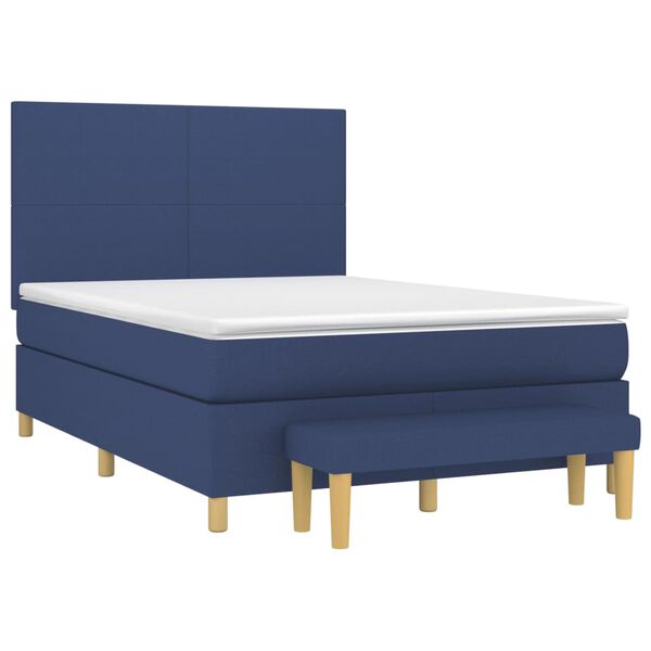 vidaXL Sommier &agrave; lattes de lit avec matelas Bleu 140x190 cm Tissu