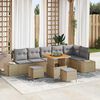 vidaXL Ensemble de canap&eacute; de jardin 9 pcs Beige Poly rotin