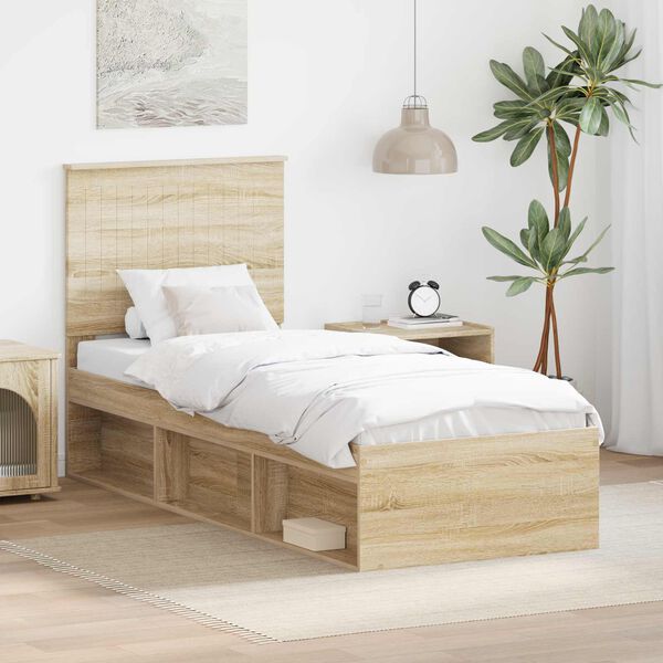 vidaXL Cadre de lit Ch&ecirc;ne Sonoma 75 x 190 cm Bois de pin massif