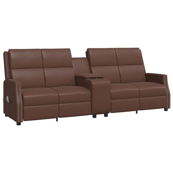 vidaXL Fauteuil inclinable et porte-gobelet 4 places marron similicuir