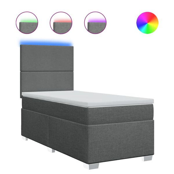 vidaXL Sommier &agrave; lattes de lit avec matelas Gris fonc&eacute; 80x200 cm Tissu