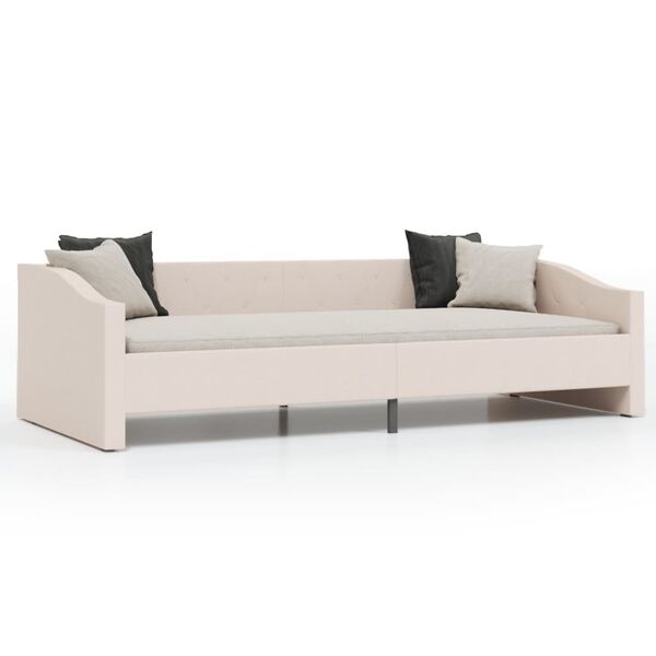 vidaXL Lit avec USB Cr&egrave;me Tissu 90x200 cm