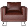 vidaXL Fauteuil cube avec pieds chrom&eacute;s Marron Similicuir