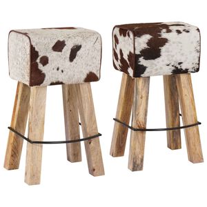 vidaXL Tabouret de bar 2 pc Marron et blanc 44 x 33 x 74 cm