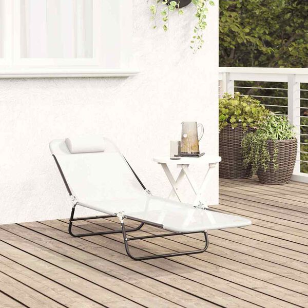 vidaXL Chaise longue pliante Crème 182 x 55 x 85,5 cm Textilène