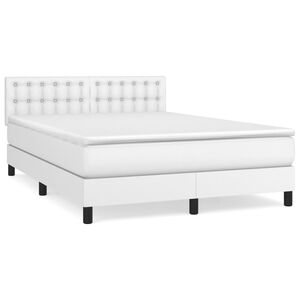 vidaXL Sommier &agrave; lattes de lit avec matelas Blanc 140x190cm Similicuir