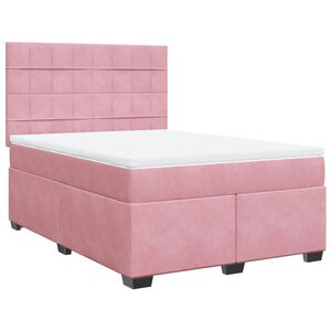vidaXL Sommier &agrave; lattes de lit avec matelas Rose 140x190 cm Velours