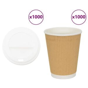 vidaXL Tasses &agrave; caf&eacute; en papier avec couvercles 1000 pcs 12oz 300ml