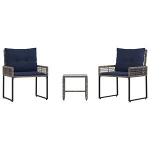 vidaXL Ensemble de meubles d'ext&eacute;rieur 3 pcs Gris et marine