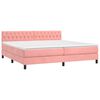 vidaXL Sommier &agrave; lattes de lit avec matelas Rose 200x200 cm Velours