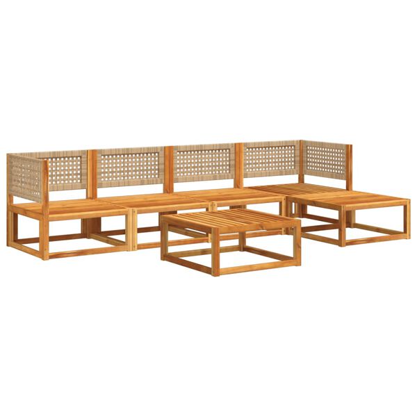 vidaXL Ensemble de canap&eacute;s de jardin 6 pi&egrave;ces avec coussins en bois d'acacia et rotin