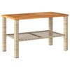 vidaXL Table de jardin beige 70x38x42 cm r&eacute;sine tress&eacute;e et bois acacia