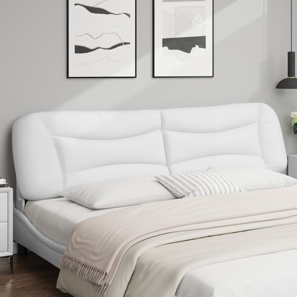 vidaXL Coussin de t&ecirc;te de lit Hvar blanc 200 cm similicuir