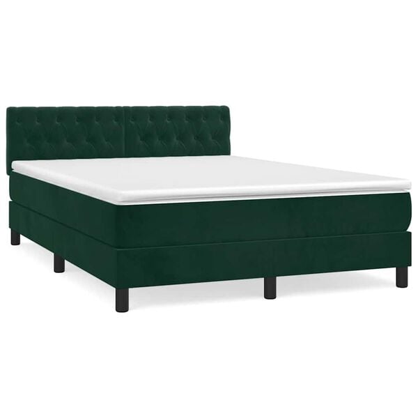 vidaXL Sommier &agrave; lattes de lit et matelas Vert fonc&eacute; 140x200cm Velours