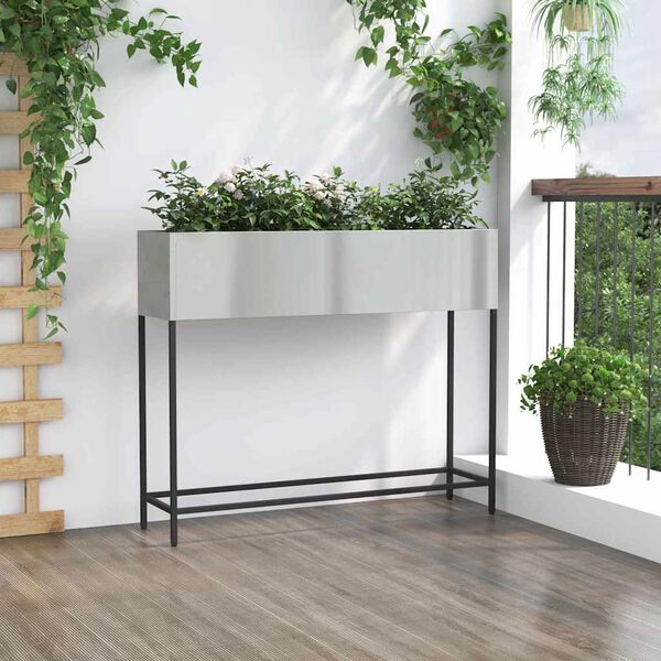 vidaXL Bac de jardin sur&eacute;lev&eacute; Argent 100 x 26 x 82 cm Acier galvanis&eacute;