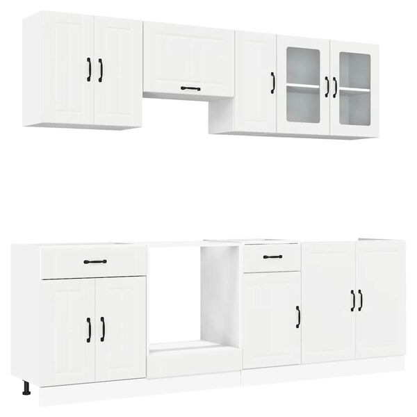vidaXL Ensemble d'armoires cuisine 8pcs Kalmar blanc bois d'ing&eacute;nierie