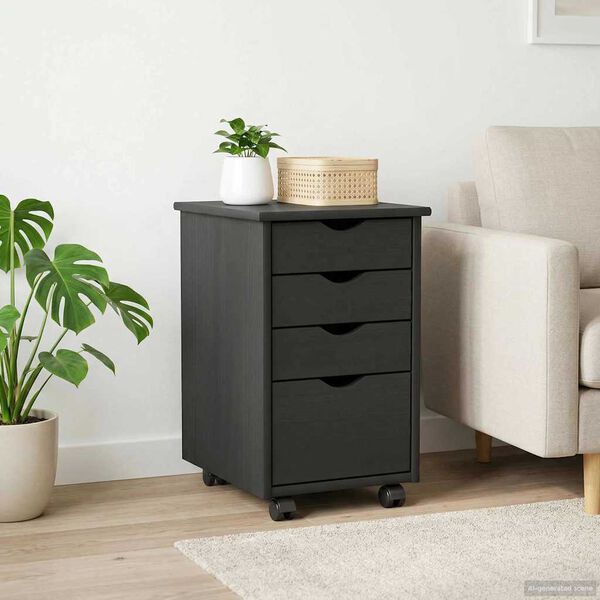 vidaXL Cabinet roulant Gris 34 x 39 x 56 cm Bois de Pin Massif