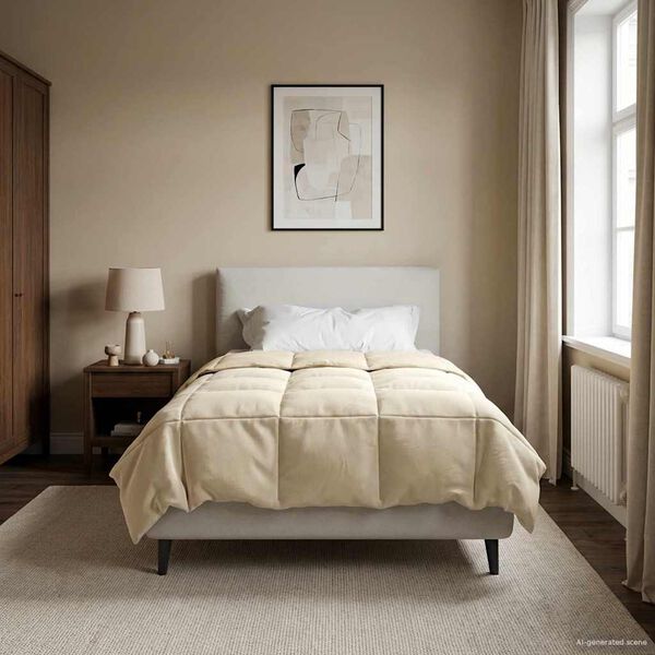 vidaXL Duvet complet toute l'ann&eacute;e Cr&egrave;me 155 x 220 cm Microfibre