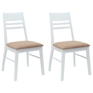 vidaXL Chaises de salle &agrave; manger 2 pc Bois de Caoutchouc Massif Blanc