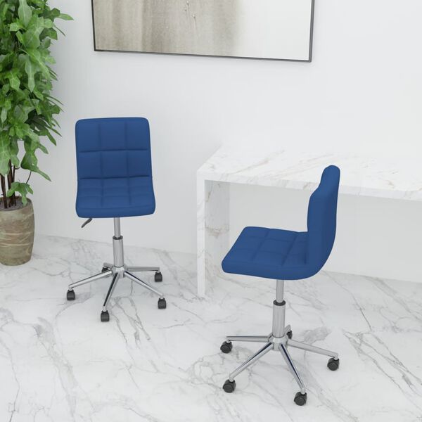 vidaXL Chaises pivotantes &agrave; manger lot de 2 bleu tissu