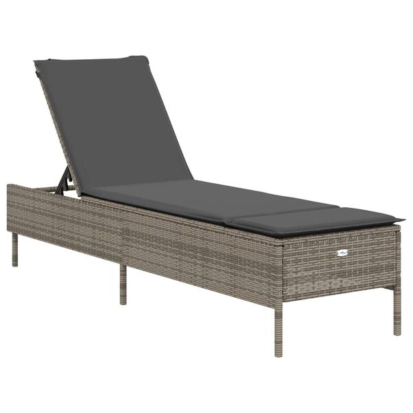 vidaXL Chaises longues avec coussins lot de 2 gris résine tressée