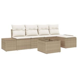 vidaXL Ensemble de canap&eacute; de jardin 5 pc Beige et cr&egrave;me polyrotin