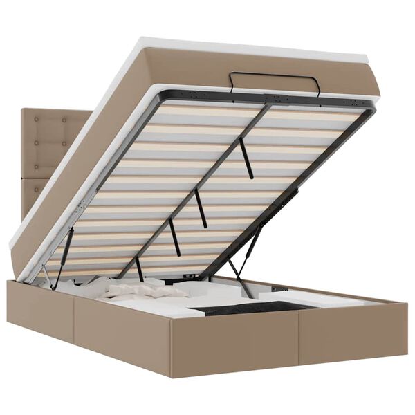 VidaXL Cadre de lit ottoman et matelas cappuccino 120x190cm similicuir