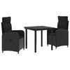 vidaXL Ensemble de salle &agrave; manger pour jardin 3 pc Noir polyrotin