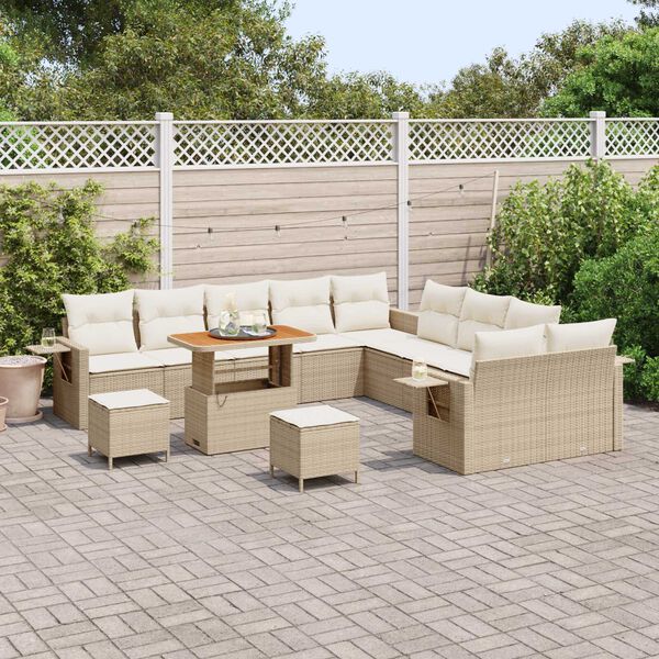 vidaXL Ensemble de canap&eacute; de jardin 13 pcs Beige polyrotin