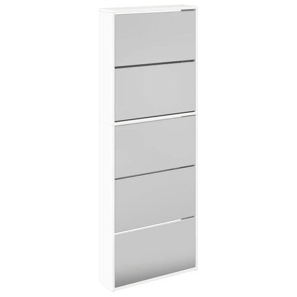 vidaXL Armoire chaussures miroir 5niveaux blanc brillant 63x17x169,5cm