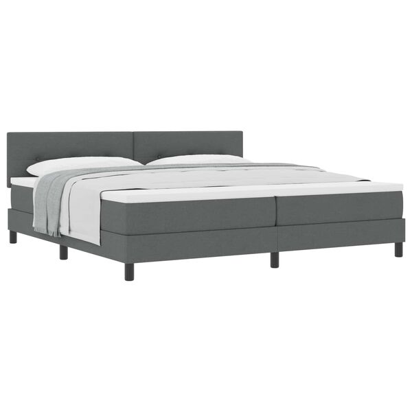 vidaXL Lit &agrave; ressorts avec matelas Gris fonc&eacute; 200 x 200 cm tissu
