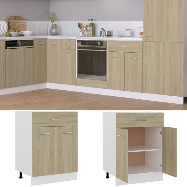 vidaXL Armoire de plancher &agrave; tiroir Ch&ecirc;ne sonoma Bois d&rsquo;ing&eacute;nierie