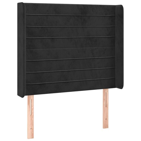 vidaXL T&ecirc;te de lit avec oreilles Noir 83x16x118/128 cm Velours