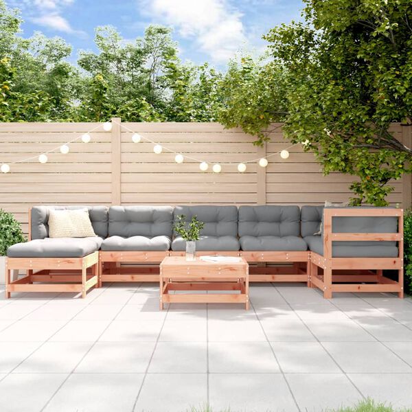 vidaXL Salon de jardin 8 pcs avec coussins bois massif douglas