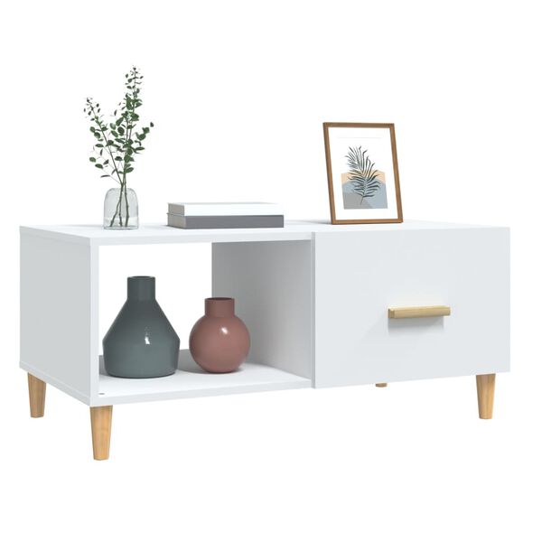 vidaXL Table basse blanc 89,5x50x40 cm bois d'ing&eacute;nierie