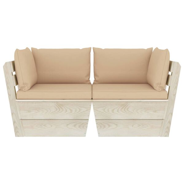 vidaXL Canapé palette à 2 places de jardin avec coussins Bois d'épicéa