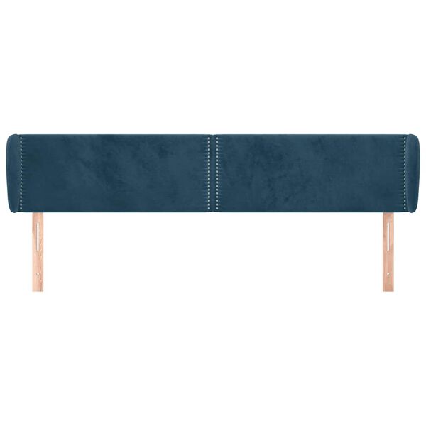 vidaXL T&ecirc;te de lit avec oreilles Bleu fonc&eacute; 203x23x78/88 cm Velours