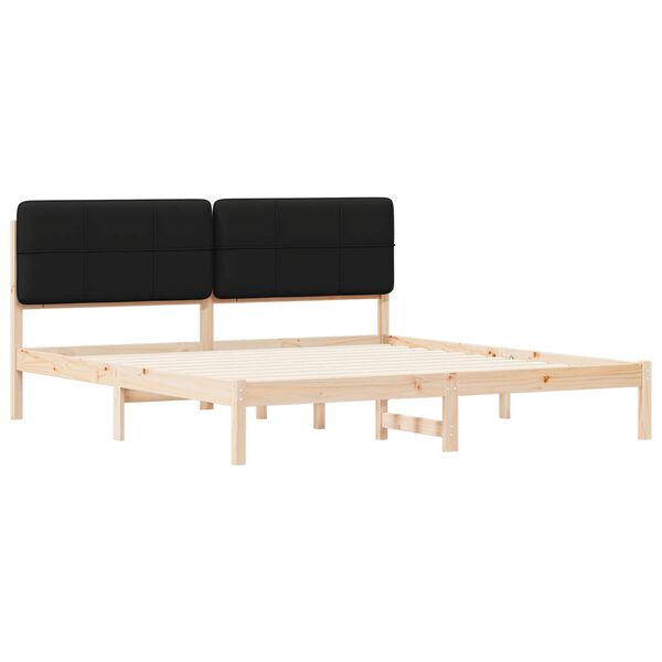 vidaXL Cadre de lit avec tête de lit rembourrée Noir 180 x 200 cm