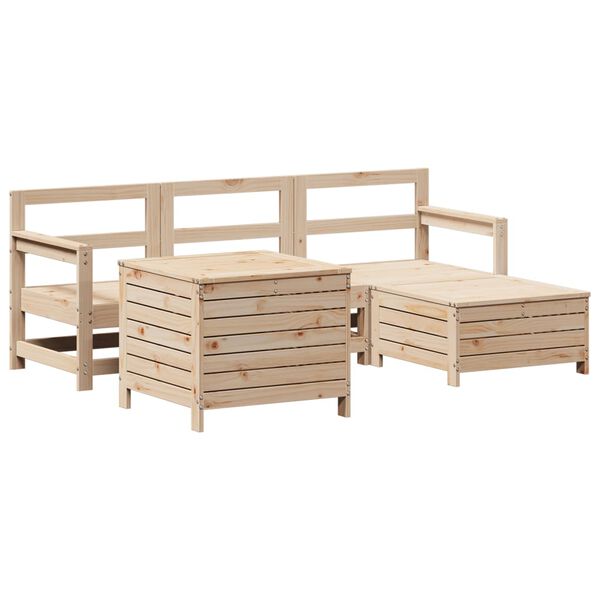vidaXL Salon de jardin 5 pcs bois de pin massif