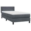 vidaXL Sommier &agrave; lattes de lit et matelas gris fonc&eacute; 90x210 cm velours