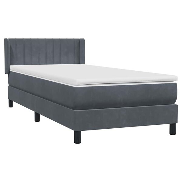 vidaXL Sommier &agrave; lattes de lit et matelas gris fonc&eacute; 90x210 cm velours