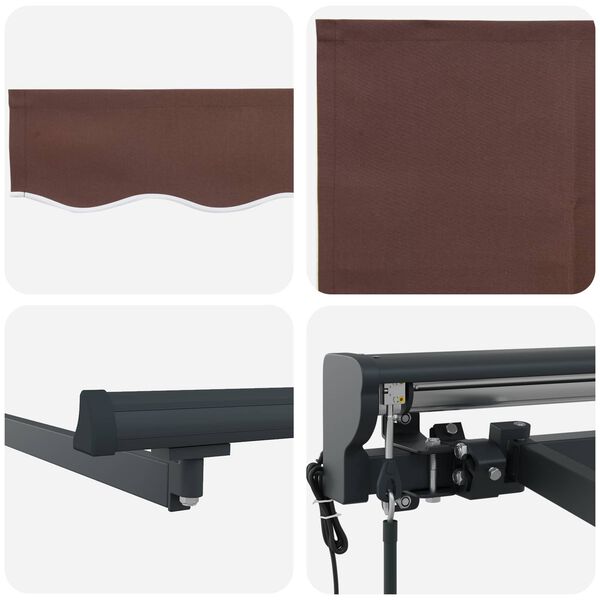 vidaXL Auvent R&eacute;tractable Marron 350 x 250 cm Polyester et m&eacute;tal