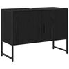 vidaXL Ensemble de mobilier de salle de bain avec &eacute;tag&egrave;re 3 pcs Noir