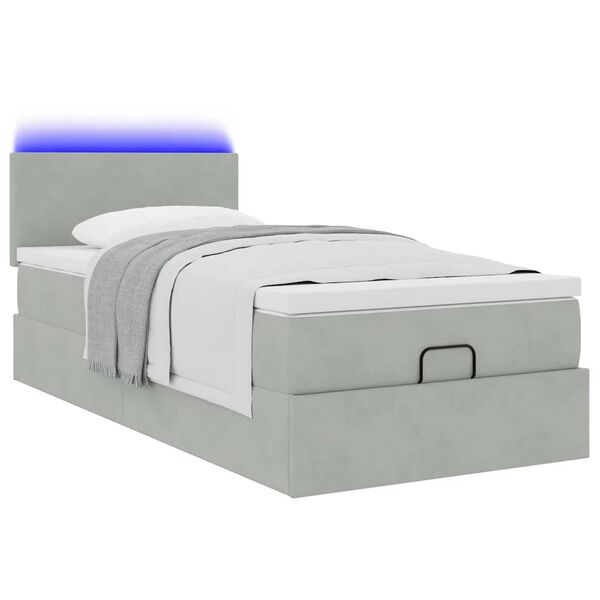 vidaXL Cadre de lit ottoman et matelas gris clair 90x200 cm velours