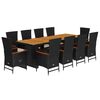 vidaXL Ensemble &agrave; manger de jardin 11 pcs coussins noir r&eacute;sine tress&eacute;e