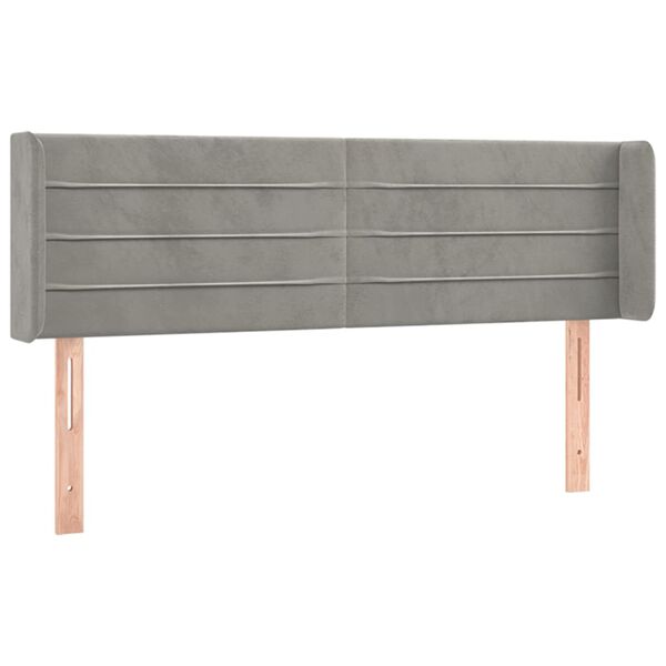vidaXL T&ecirc;te de lit &agrave; LED Gris clair 147x16x78/88 cm Velours