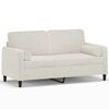 vidaXL Canap&eacute; 2 places avec oreillers d&eacute;coratifs cr&egrave;me 140 cm velours